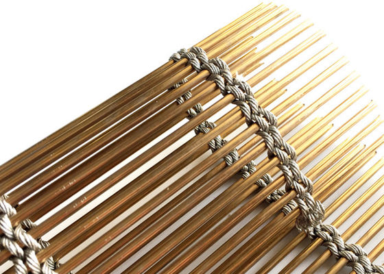 Altın Renkli Kablo Tel Pvd Mimari Metal Hasır Ekran 6m Genişlik