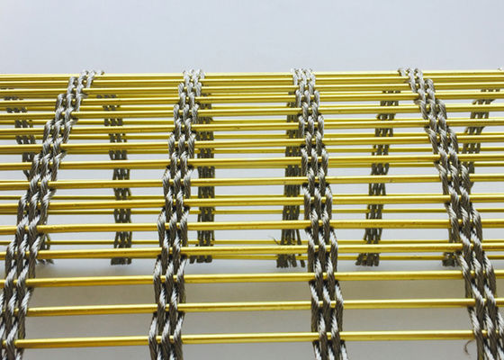 Dekoratif Bölme 7mm Paslanmaz Çelik Mimari Hasır Altın Rengi Metal
