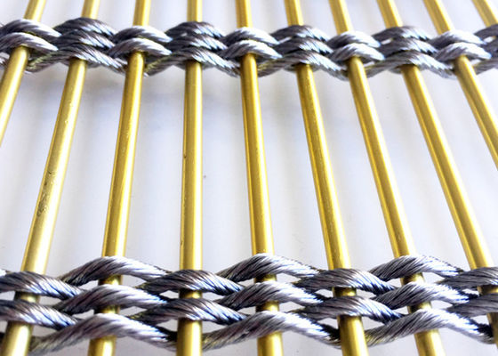Dekoratif Bölme 7mm Paslanmaz Çelik Mimari Hasır Altın Rengi Metal