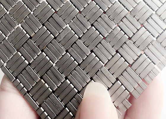 Asansör Kabini için 304SS 1.8mm Dekoratif Dokuma Çelik Hasır Paneller