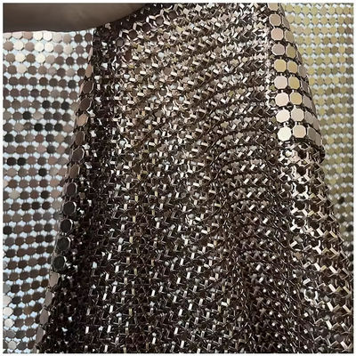 Alüminyum Alaşım Parlak Metal Çapraz Zincir Bağlama Kumaşı Perde Metal Mesh Kumaş