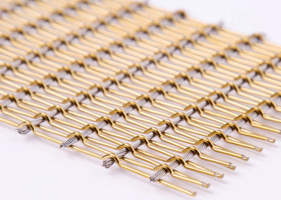 Asansör Salonu için Dekor Cam Lamine Esnek Metal Örgü Kumaş 4.5mm SGS