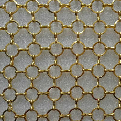 ODM Altın Metal Halka Örgü Dekoratif Çit 3.8mm Zincir Posta Mesh