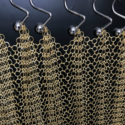 ODM Altın Metal Halka Örgü Dekoratif Çit 3.8mm Zincir Posta Mesh