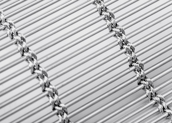 6m X 120m Paslanmaz Çelik Mimari Örgü Perde Doğal Renk Dokuma MetalFabric Cephe