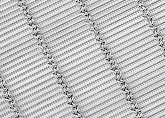 6m X 120m Paslanmaz Çelik Mimari Örgü Perde Doğal Renk Dokuma MetalFabric Cephe